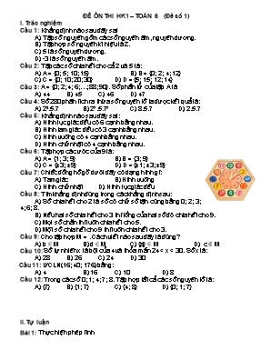 Đề ôn thi học kì 1 môn Toán 6 - Đề số 1